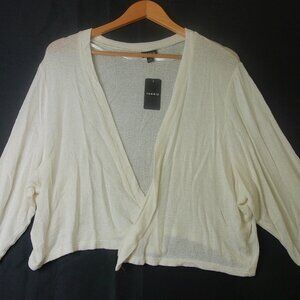 Torrid Shrug Cardigan Whisper White Open Knit 3/4 Sleeve Size 4 NWT Plus